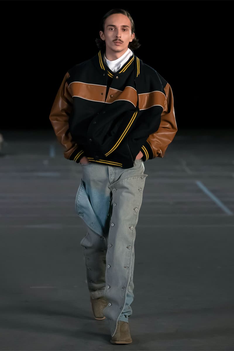 Y/Project FW21 Asymmetry Masterclass Collection Fall Winter 2021 Luxury Fashion Coed Chaos Sportswear Evening Pieces Denim Chaps Leather Jacket Glenn Marten Canada Goose
