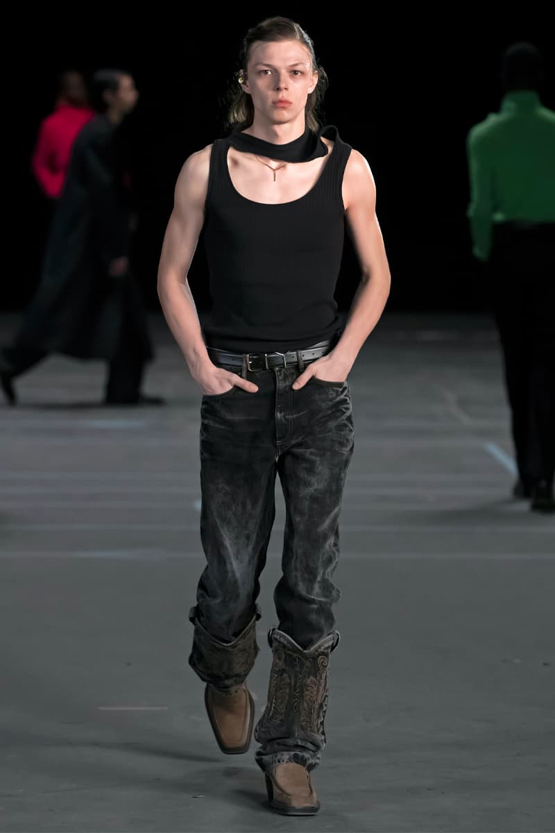 Y/Project FW21 Asymmetry Masterclass Collection Fall Winter 2021 Luxury Fashion Coed Chaos Sportswear Evening Pieces Denim Chaps Leather Jacket Glenn Marten Canada Goose