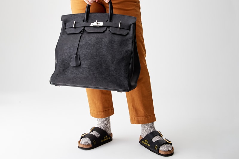 MSCHF Birkenstocks Birkin-Stocks Hermès Birkin Bags Destroyed Recycled Upcycling Billionaire Home Slides COVID 19 Coronavirus Pandemic Homewear Foot Feet Shoes Indoor Shoe Trend Slipper Luxury Leather Crocodile Jesus Air Max 97 God Holy Water Brand Hype Un-Official Collaboration