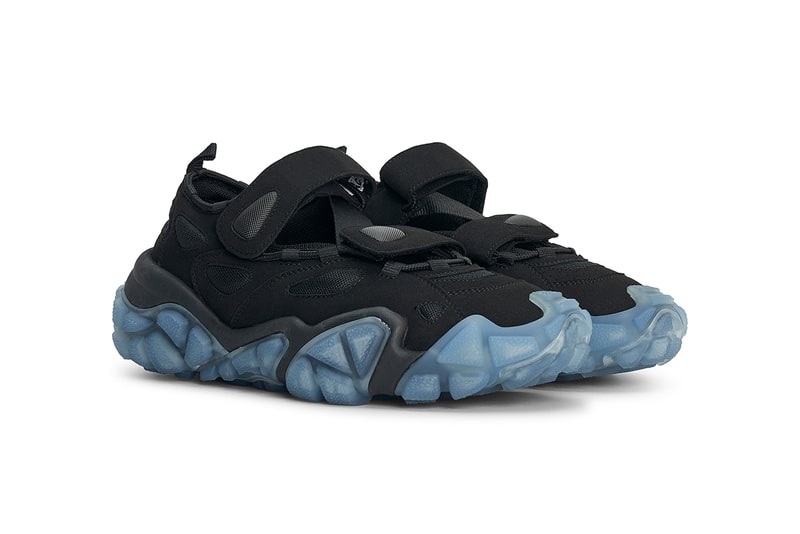 Acne Studios Bolzter Bryz Sneakers "Crystal Black/Blue" Spring/Summer 2021 SS21 Textile Mesh Upper Faux Suede Velcro Straps Chunky Sole Unit Shoe Footwear Slip-On Trekking Slingback Mules 