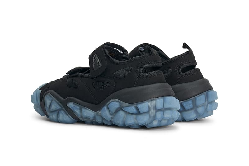 Acne Studios Bolzter Bryz Sneakers "Crystal Black/Blue" Spring/Summer 2021 SS21 Textile Mesh Upper Faux Suede Velcro Straps Chunky Sole Unit Shoe Footwear Slip-On Trekking Slingback Mules