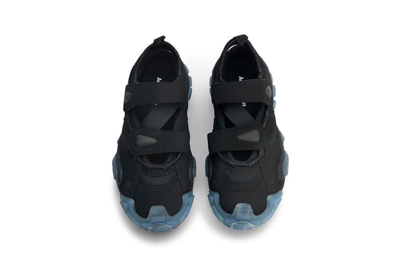 Acne Studios Bolzter Bryz Sneakers "Crystal Black/Blue" Spring/Summer 2021 SS21 Textile Mesh Upper Faux Suede Velcro Straps Chunky Sole Unit Shoe Footwear Slip-On Trekking Slingback Mules