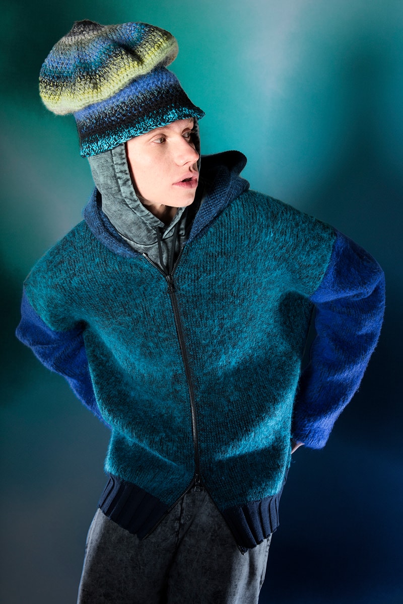 AGR Fall/Winter 2021 Collection British Emerging Designer Brand FW21 AW21 Alicia Robinson HTOWN London Mohair Unisex Clothes Sweaters Knitwear Jumpers Spray Painted Artists 