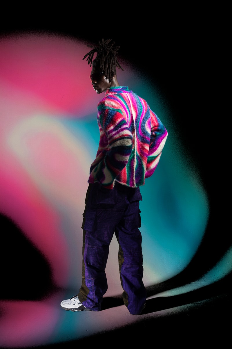 AGR Fall/Winter 2021 Collection British Emerging Designer Brand FW21 AW21 Alicia Robinson HTOWN London Mohair Unisex Clothes Sweaters Knitwear Jumpers Spray Painted Artists 