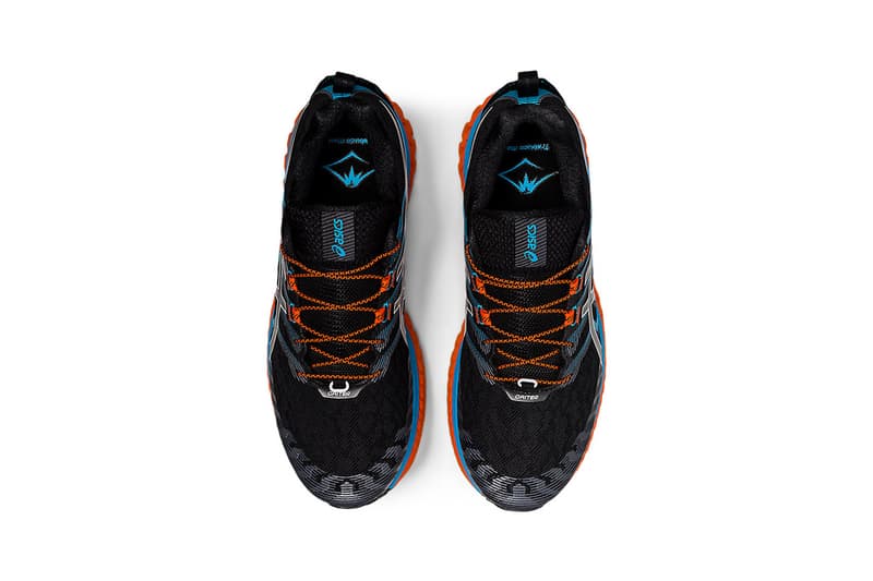 Asics trabuco max black digital orange aqua trail runners sneakers release information