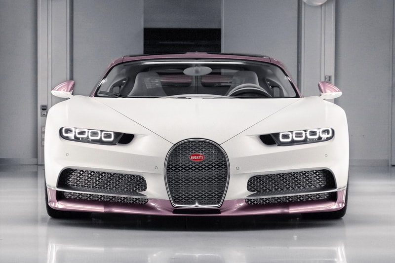 Bugatti Chiron Sport Matt Blanc and Silk Rosé alice Gris Rafale leather valentines day gift hypercars supercars racing Italian French H.R. Owen