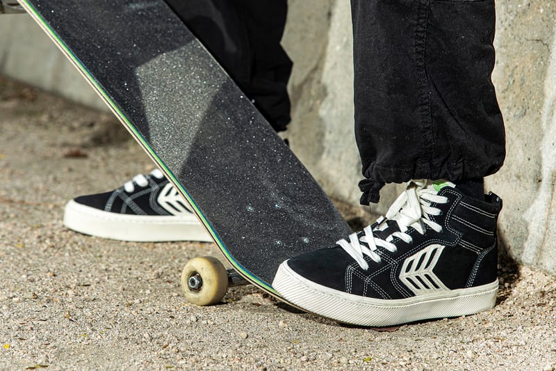 catiba pro skate black suede and canvas contrast t