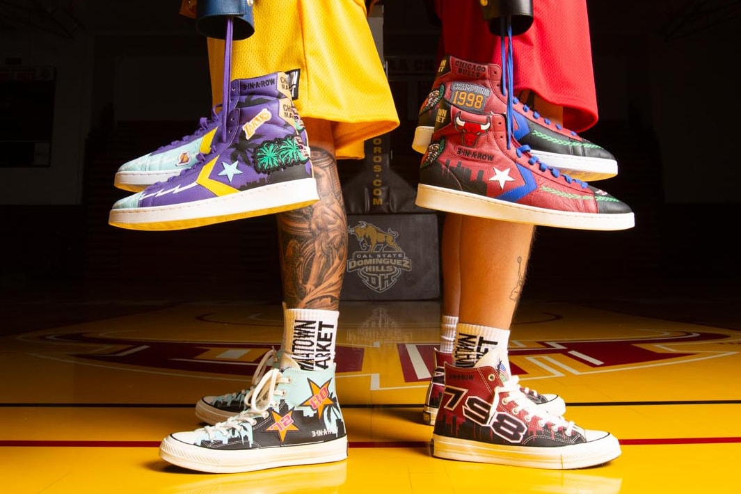 converse chinatown market nba collection jeff hamilton championship jackets chicago bulls los angeles lakers chuck 70 pro leather hi official release date info photos price store list buying guide
