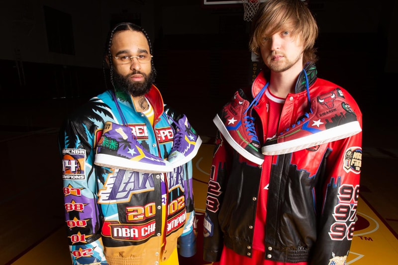 converse chinatown market nba collection jeff hamilton championship jackets chicago bulls los angeles lakers chuck 70 pro leather hi official release date info photos price store list buying guide