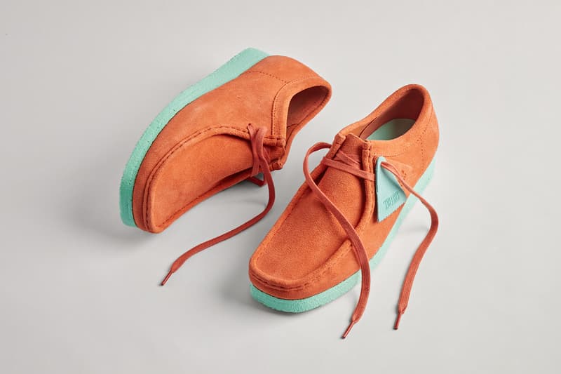 Clarks Originals Wallabee Coral Combi Release blue crepe sole hang tag fob