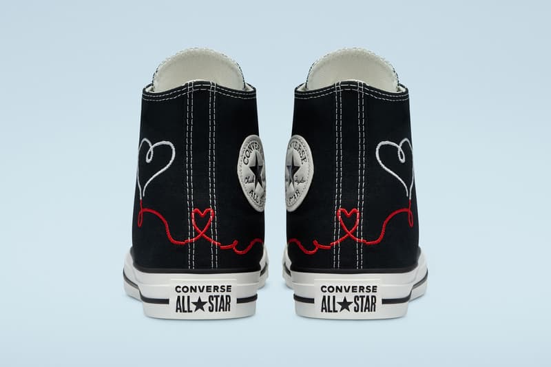 Converse Chuck Taylor All Star Run Star Hike Chuck 70 Valentine's Day Pack Release Information Drop Date February 14 Love Theme Hearts Shoes Footwear Sneakers White Black Red Embroidery Gifts for Him Present for Her Romance