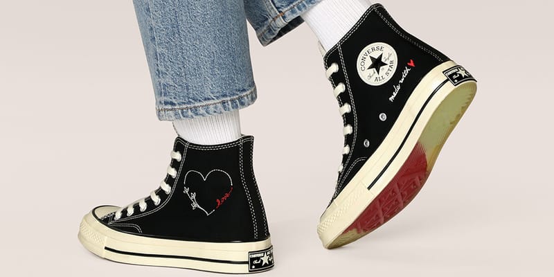 black converse with love heart