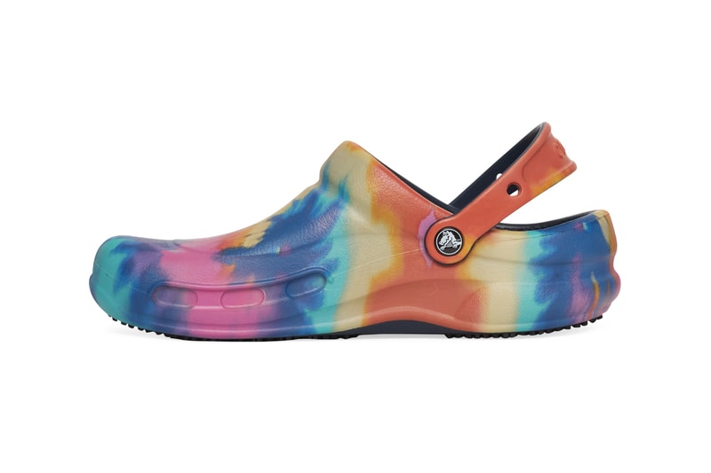 Crocs Bistro Graphic Clogs Navy Tie Dye Print Acid S21CR204044 NAV Guy Fieri Professional Chef Slides Mules Slingback Shoe Design Indoor COVID 19 Coronavirus Pandemic Footwear Trends Styles