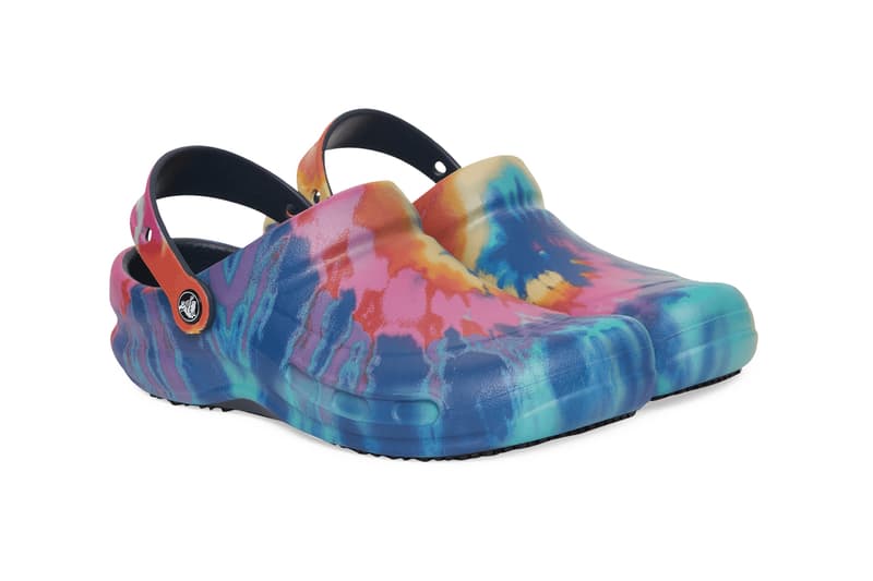 Crocs Bistro Graphic Clogs Navy Tie Dye Print Acid S21CR204044 NAV Guy Fieri Professional Chef Slides Mules Slingback Shoe Design Indoor COVID 19 Coronavirus Pandemic Footwear Trends Styles