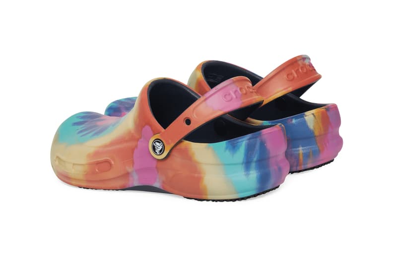 Crocs Bistro Graphic Clogs Navy Tie Dye Print Acid S21CR204044 NAV Guy Fieri Professional Chef Slides Mules Slingback Shoe Design Indoor COVID 19 Coronavirus Pandemic Footwear Trends Styles