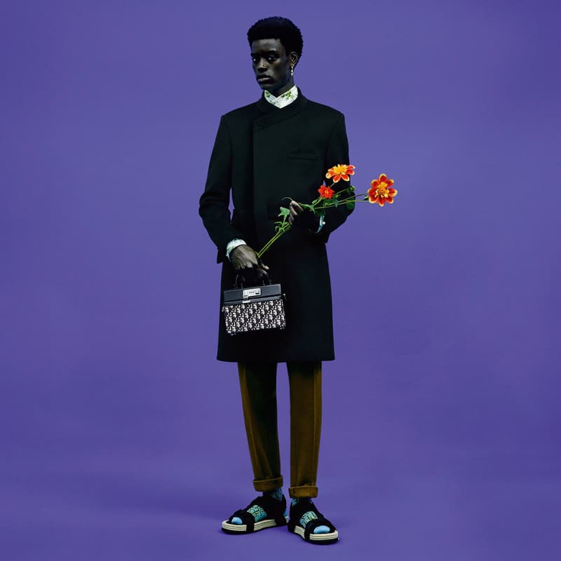 Dior French House Portrait Of An Artist Summer 2021 Kim Jones Amoako Boafo Africa textiles rich cultural history ribbed kints sportswear tailoring Jacquard patterns silhouettes Chris Cunningham London Ghana Jackie Nickerson Rubell Museum textures colors hues blue green yellow shirts sweaters basque berets scarves embrodiery ribbed knits paintings art