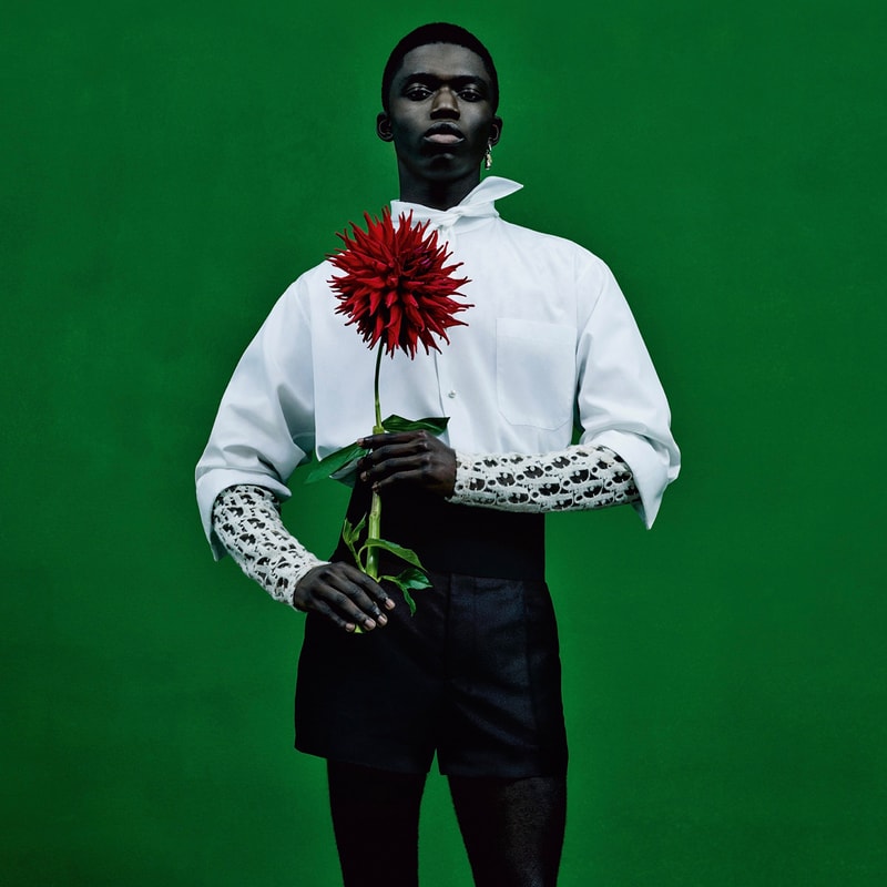 Dior French House Portrait Of An Artist Summer 2021 Kim Jones Amoako Boafo Africa textiles rich cultural history ribbed kints sportswear tailoring Jacquard patterns silhouettes Chris Cunningham London Ghana Jackie Nickerson Rubell Museum textures colors hues blue green yellow shirts sweaters basque berets scarves embrodiery ribbed knits paintings art