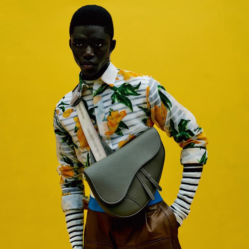 Dior French House Portrait Of An Artist Summer 2021 Kim Jones Amoako Boafo Africa textiles rich cultural history ribbed kints sportswear tailoring Jacquard patterns silhouettes Chris Cunningham London Ghana Jackie Nickerson Rubell Museum textures colors hues blue green yellow shirts sweaters basque berets scarves embrodiery ribbed knits paintings art