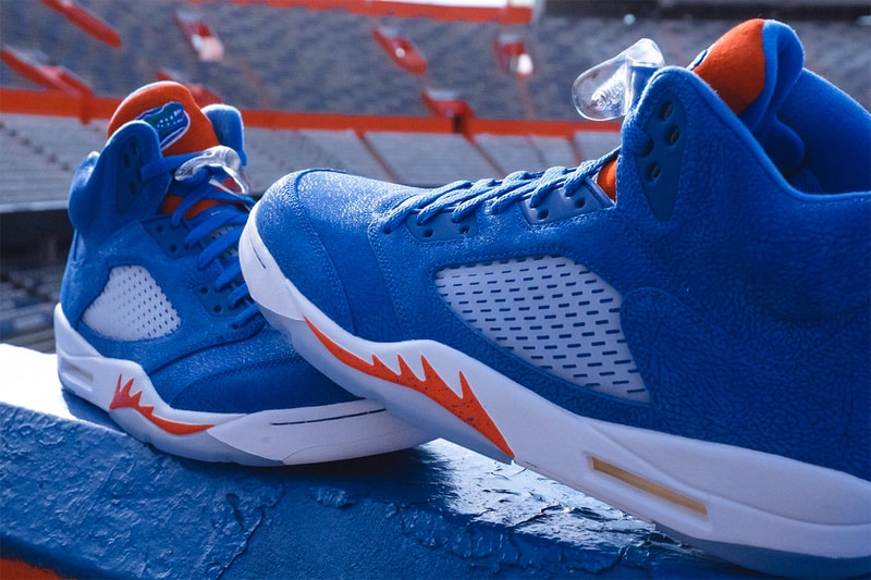 florida gators air jordan 5 blue orange elephant print release info store list buying guide sec dan mullen 