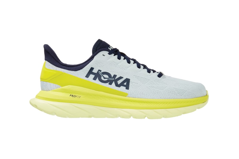 HOKA ONE ONE Mach 4 Sneaker Release Information long run support running trainers white and yellow