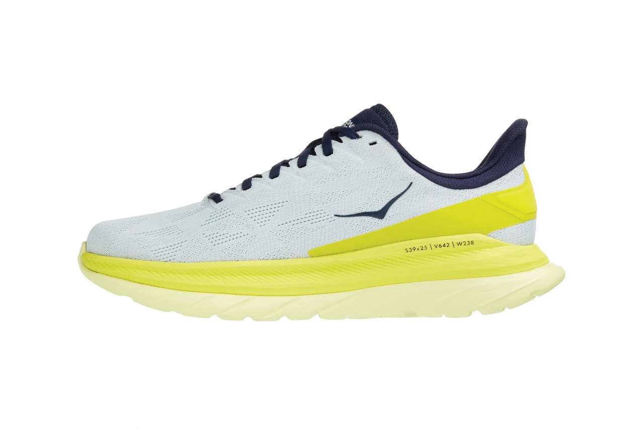 HOKA ONE ONE Mach 4 Sneaker Release Information long run support running trainers white and yellow