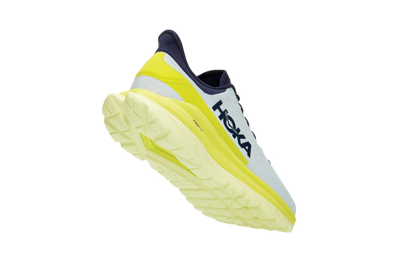 HOKA ONE ONE Mach 4 Sneaker Release Information long run support running trainers white and yellow