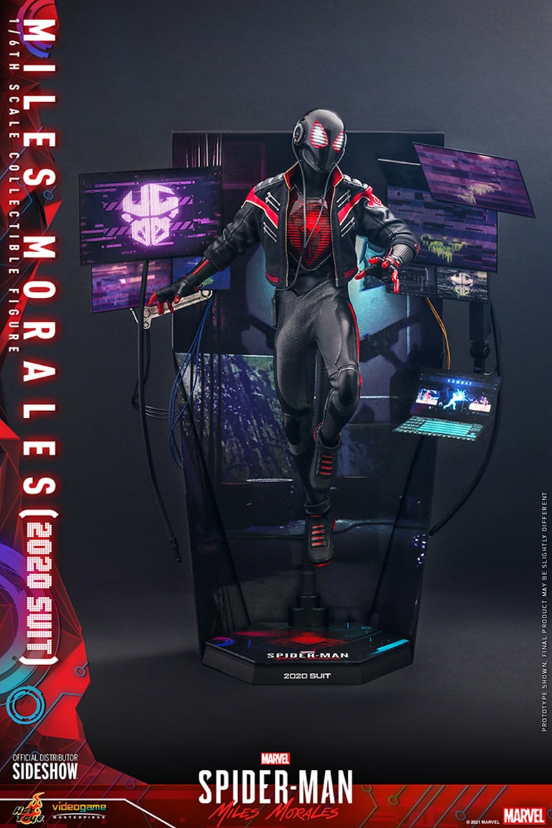 hot toys miles morales marvels spider man 2020 suit led battery powered 1 6th scale figure toys collectibles