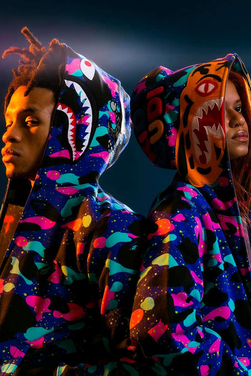 BAPE Kid Cudi 2021 Capsule menswear streetwear hoodies sweaters t shirts graphics sweats sweat pants shirts long sleeves jackets baby milo bape sta shark tiger collection