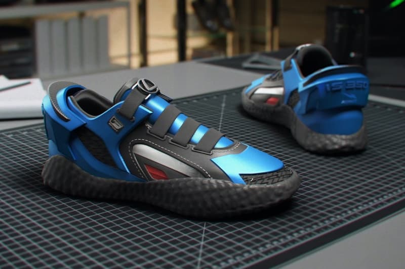 Lexus 2021 IS350 F Sport RTFKT Sneaker sports cars blue one-offs customs cars F-Sport footwear design kickis shoes sneakers