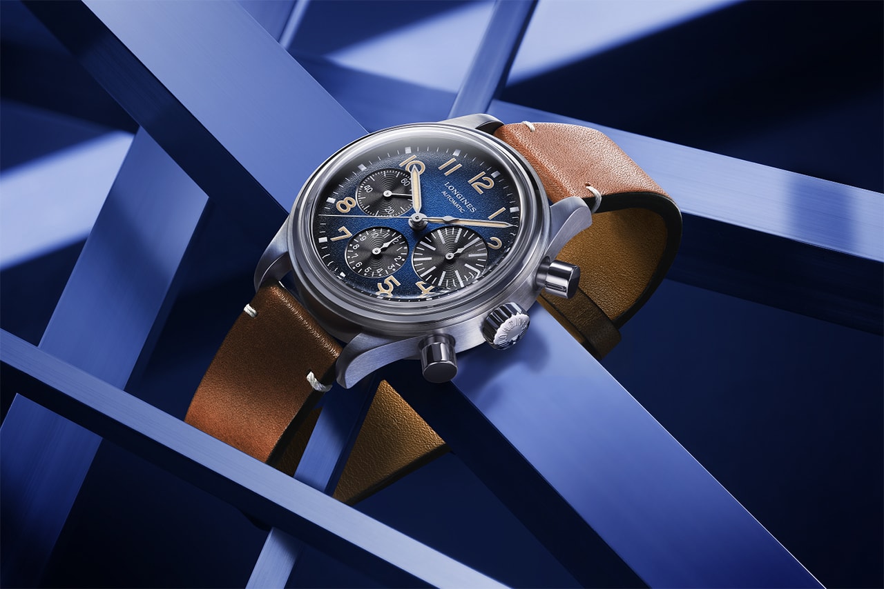 Longines Brings its 1930s Pilots Chronograph Into the 21st Century with Titanium Case and Blue Dial