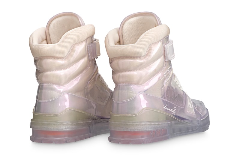 Louis Vuitton LV 408 Trainer Sneaker Boot 1A5YJ7 1A7R0P 1A7P2F Artistic Director Virgil Abloh Monogram Flowers Print Pattern High Top Bootie Hybrid Footwear Closer First Look Release Information Drop Date