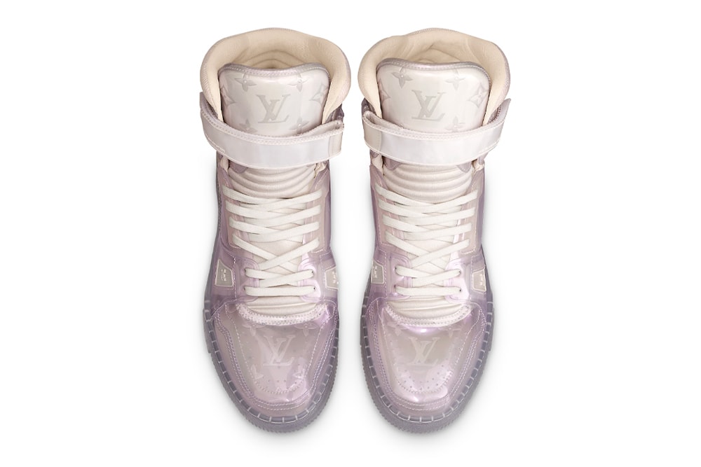 Louis Vuitton LV 408 Trainer Sneaker Boot 1A5YJ7 1A7R0P 1A7P2F Artistic Director Virgil Abloh Monogram Flowers Print Pattern High Top Bootie Hybrid Footwear Closer First Look Release Information Drop Date