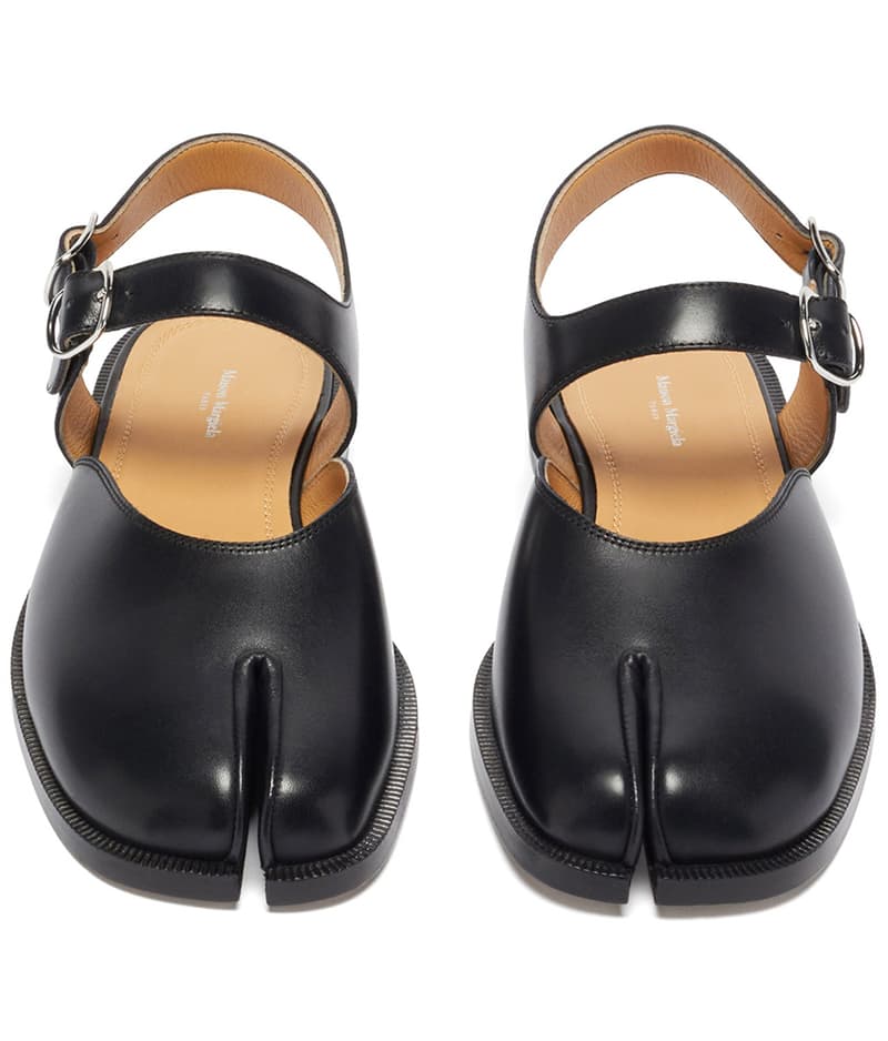 maison margiela footwear formal leather black beige insole silver ankle strap italy premium design tabi japanese matches designer