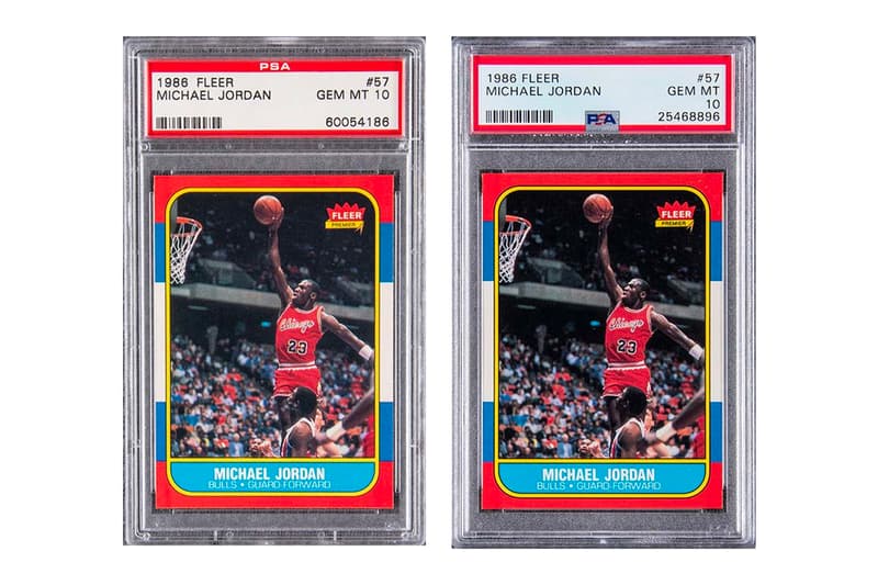 1986 Michael Jordan Rookie Card Auction 738K USD Each Record Setting Record Breaking Chicago Bulls Legendary Icon basketball player NBA Two Pair of trading cards golding auctions beckett grading