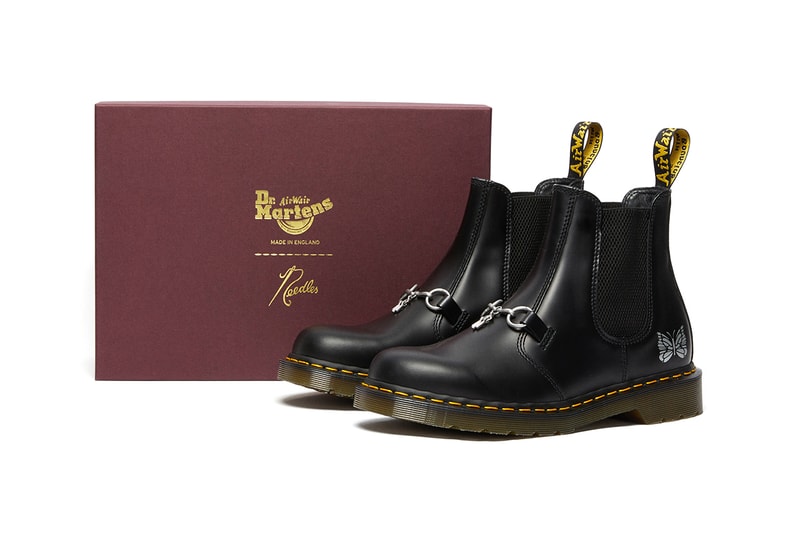 needles doc dr martens 2976 chelsea boot black smooth leather cherry red horsebit release details information