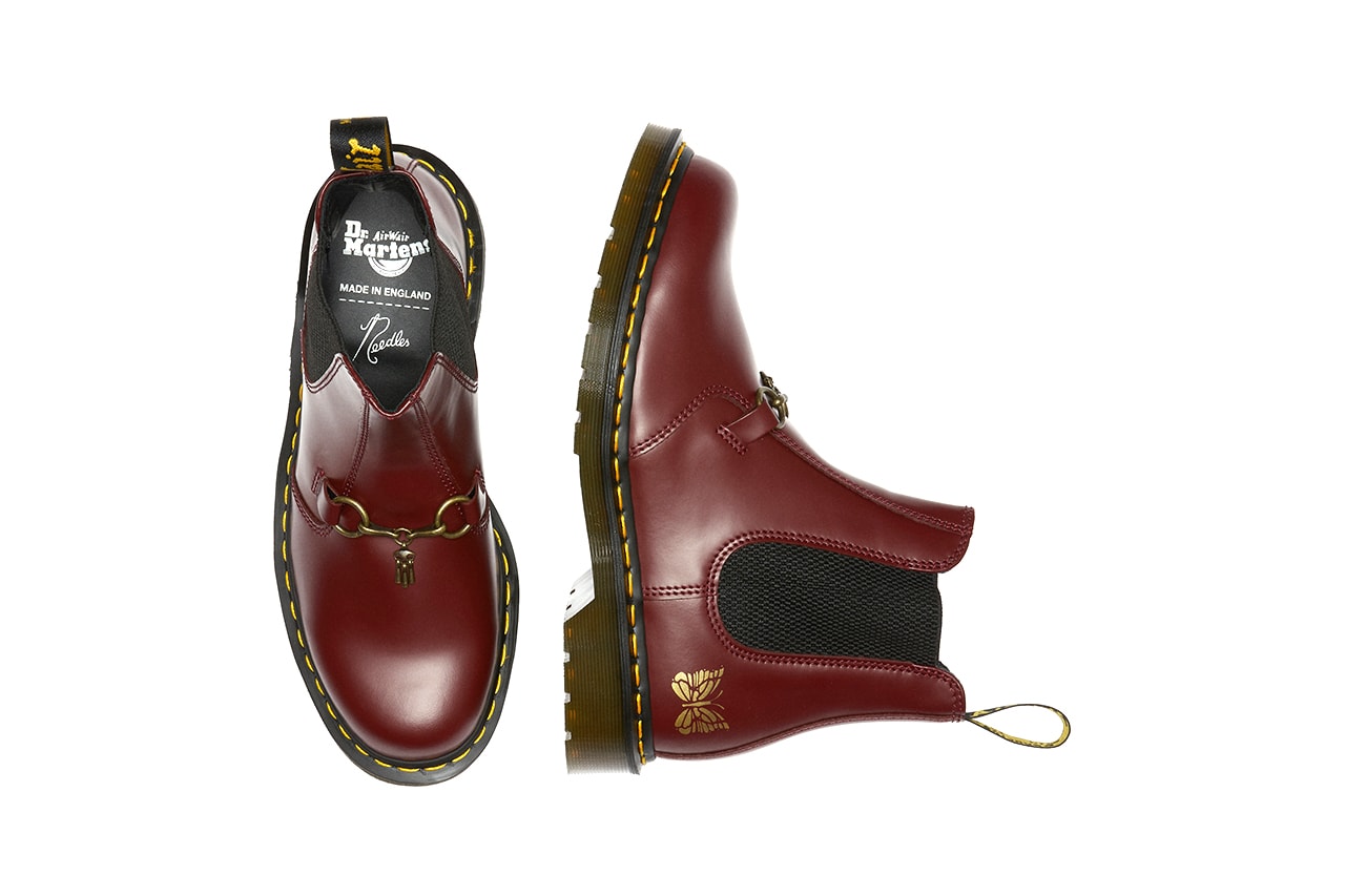 needles doc dr martens 2976 chelsea boot black smooth leather cherry red horsebit release details information