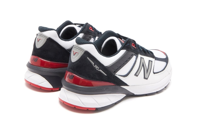 New Balance Made in US 990v5 "Carbon/Team Red/White" M990V5-33199 MatchesFashion.com 1356555 Sneaker Release Information Drop Date Closer First Look OG Leather Mesh Trainer ENCAP Midsole 