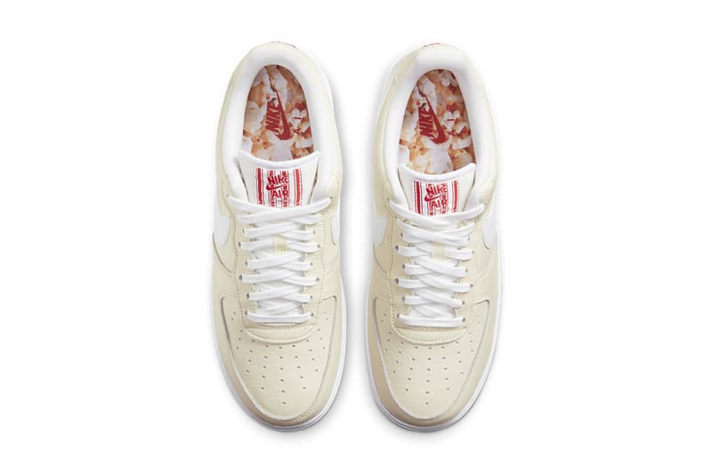 nike air force 1 low popcorn CW2919 100 release info date photos store list coconut milk white university red metallic gold charm buying guide 