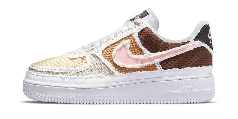 brown and pink air force ones