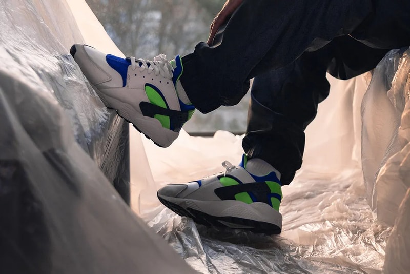 Nike Air Huarache OG "Scream Green" On-Feet Look closer detailed photographs pictures price release date info buy 130 usd retail resale dd1068-100
