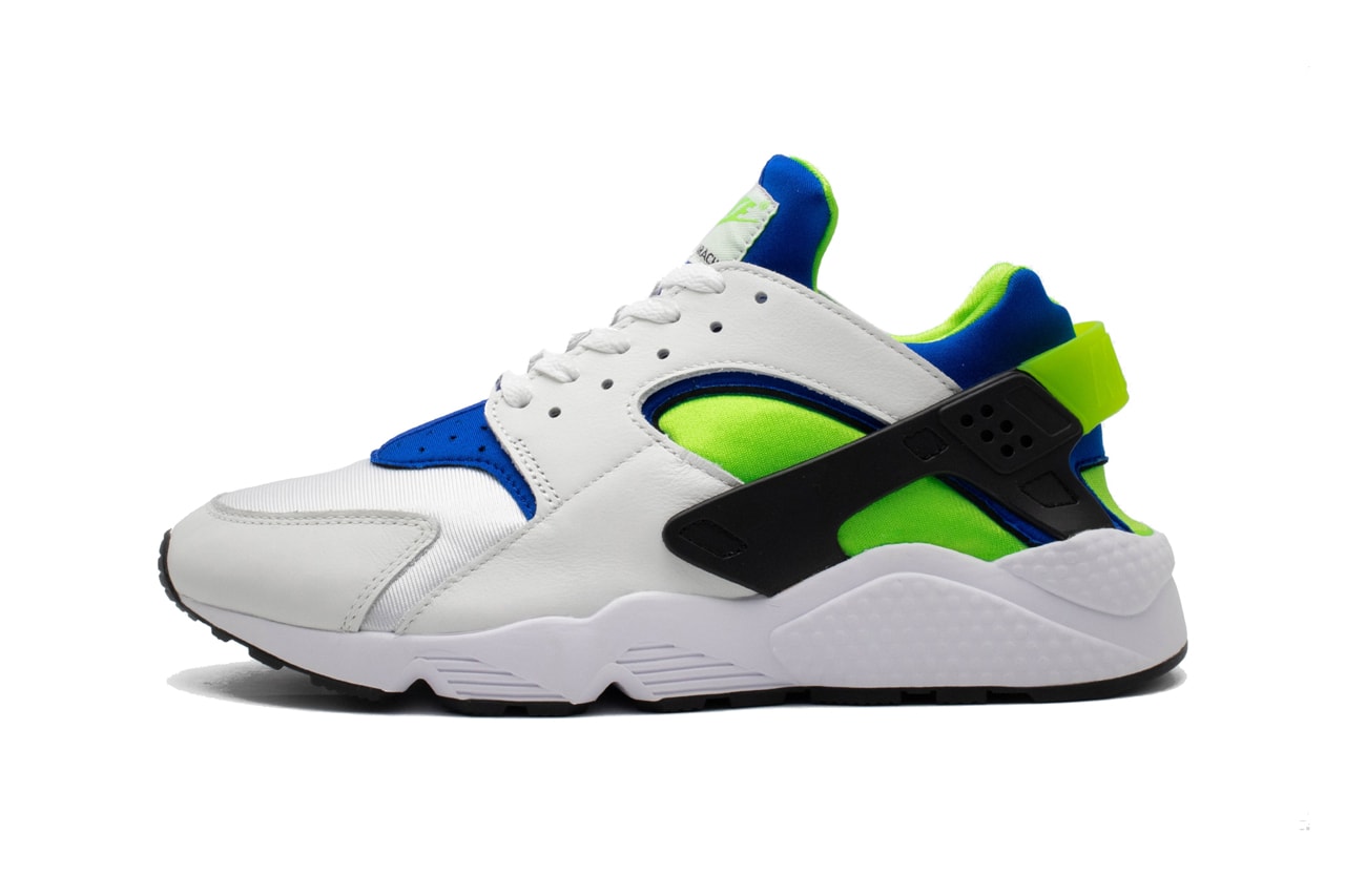 nike sportswear air huarache white scream green royal blue black DD1068 100 official release date info photos price store list buying guide