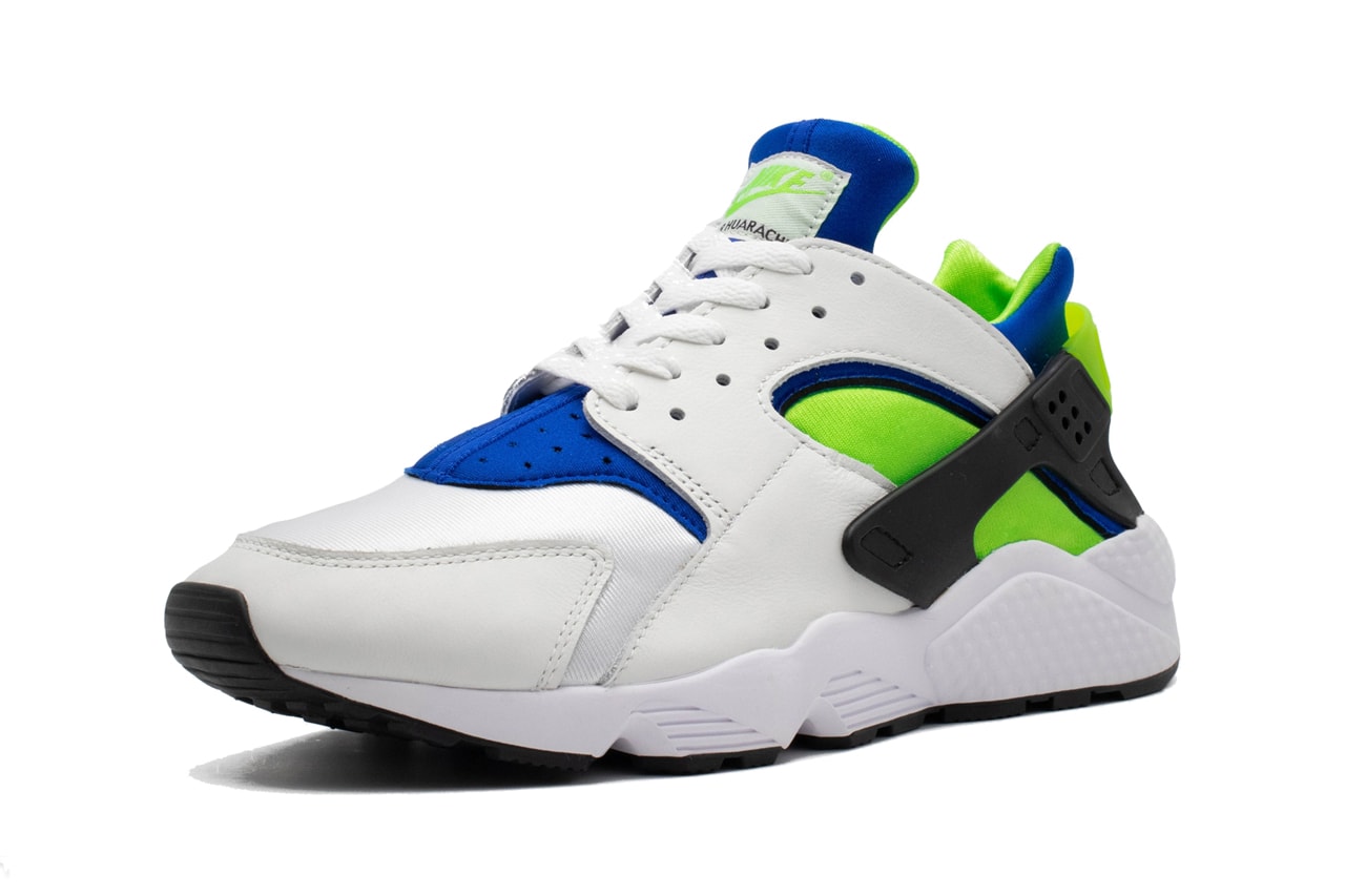 nike sportswear air huarache white scream green royal blue black DD1068 100 official release date info photos price store list buying guide