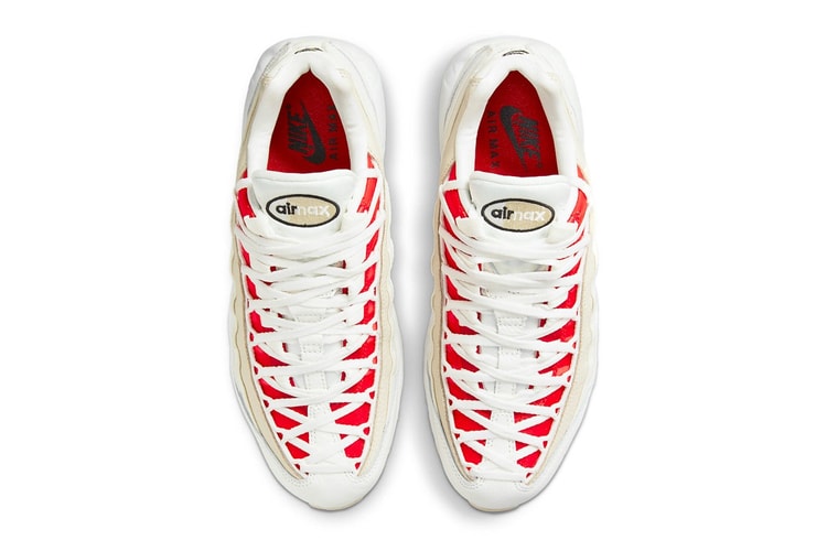 The Nike Air Max 95 "Sail/Black/Chile Red" Features a Dual Lacing System