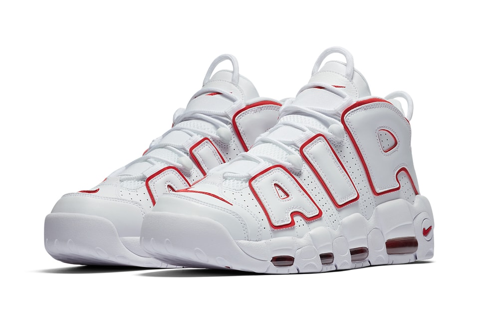 Nike Air More Uptempo 96 Mens White Red Fashion Sneakers