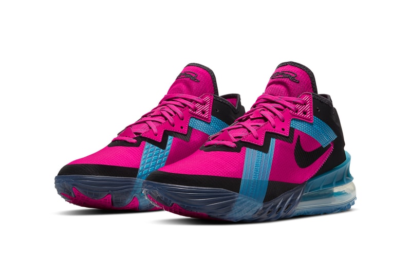 nike basketball lebron james 18 low fireberry light blue fury pure platinum black CV7562 600 official release date info photos price store list buying guide