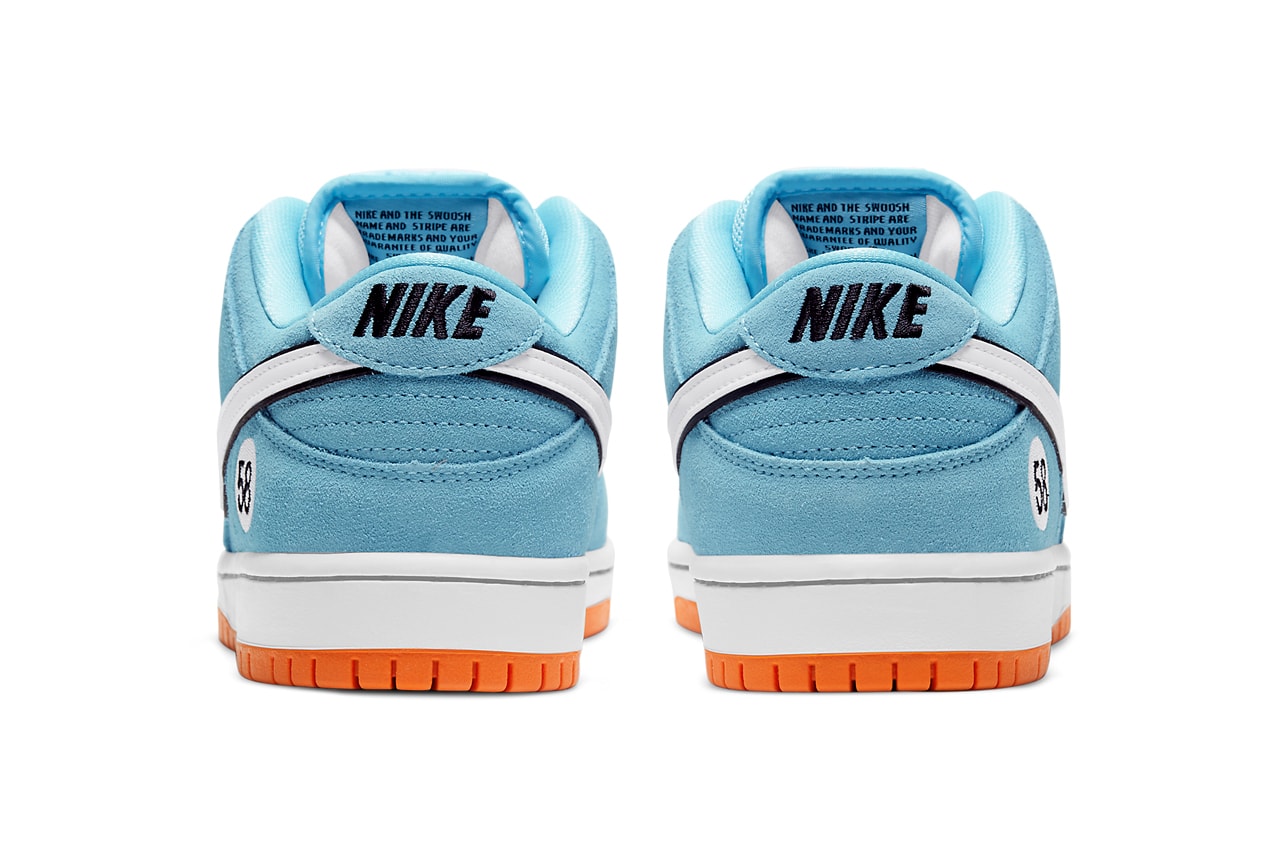 nike sb skateboarding dunk low gulf club 58 blue chill safety orange black white BQ6817 401 official release date info photos price store list buying guide