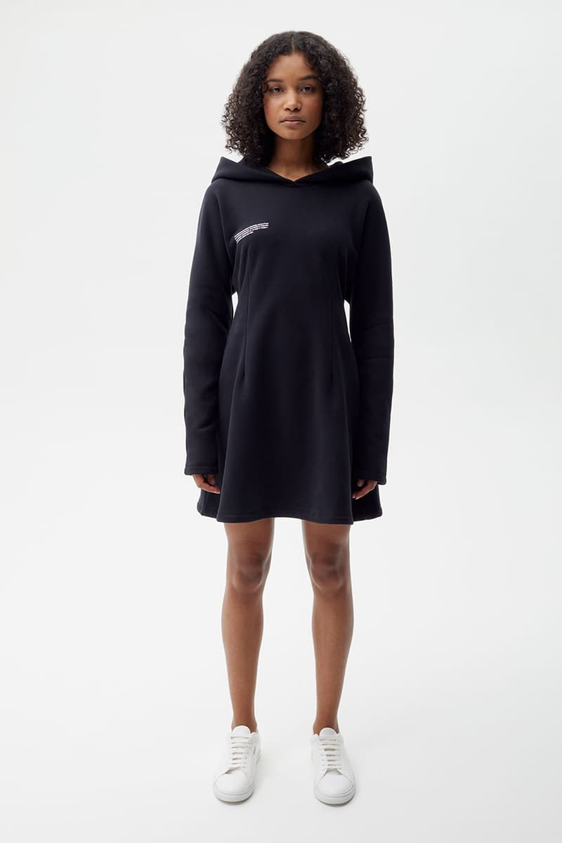 pangaia sustainability c-fiber seaweed eucalyptus pulp collection release information black navy cobalt blue rosemary green red apple off white persimmon orange sweatshirt crewneck dress