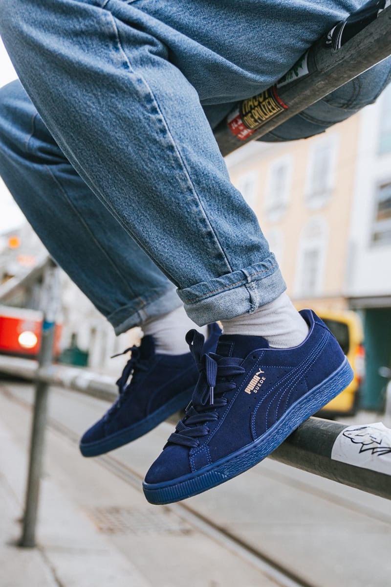 puma suede with jeans