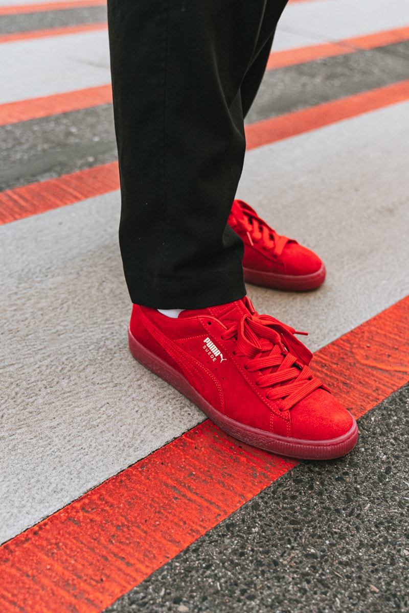 puma suede classic mono release images gold barbados cherry elektro blue byzantium 