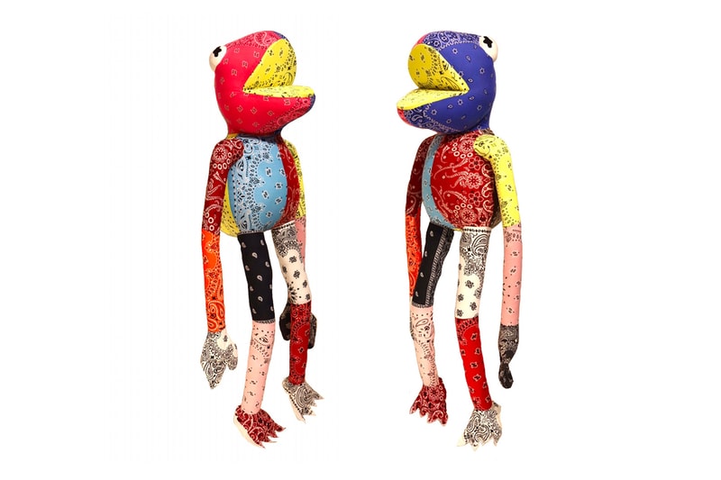 READYMADE Multi Bandana Frog Man Stuffed Animal kermit the frog muppet reconstructed plush toy flimsy info